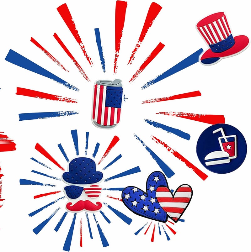 BULKITEM 25 Pcs Gamer, Summer, Nurse, Pink, Hunting, Black,USA american flag crocs,Shoe Charms, Cute Shoe Accessories Gifts Charms for Teens Kids Adults - Image 4